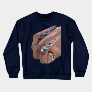 Blue coral bling acrylic nails Crewneck Sweatshirt